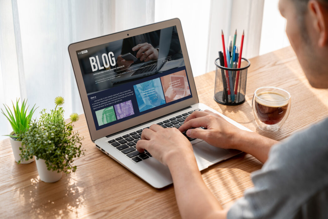 blogging concept, web blog Social Media Information network snugly creating content for a blog page